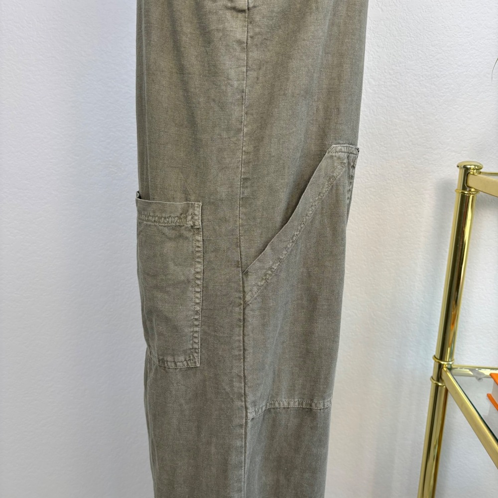 Universal Thread Linen Blend Wide Leg Cropped Jumpsuit XS Olive Green Utility - Picture 13 of 16